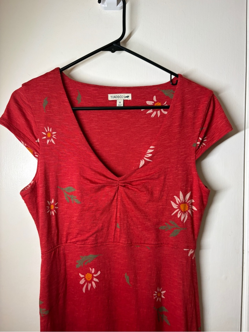 Toad & Co Rosemarie Cap Sleeve Red Floral A Line Mini Dress Size Medium - Picture 2 of 15